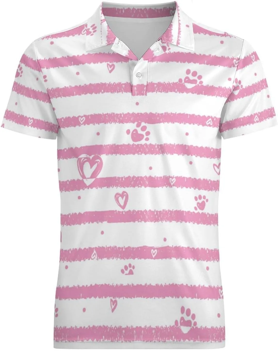 Men's Animal Tracks and Hearts Polo Shirts Short Sleeve Cool Golf Shirt Quick-Dry Activewear Polos