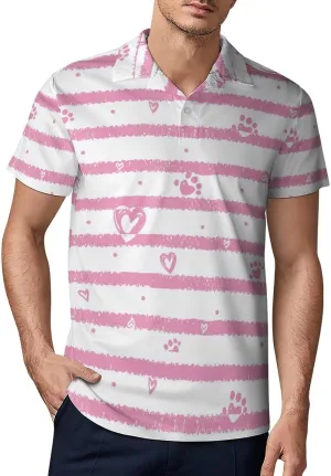 Men's Animal Tracks and Hearts Polo Shirts Short Sleeve Cool Golf Shirt Quick-Dry Activewear Polos
