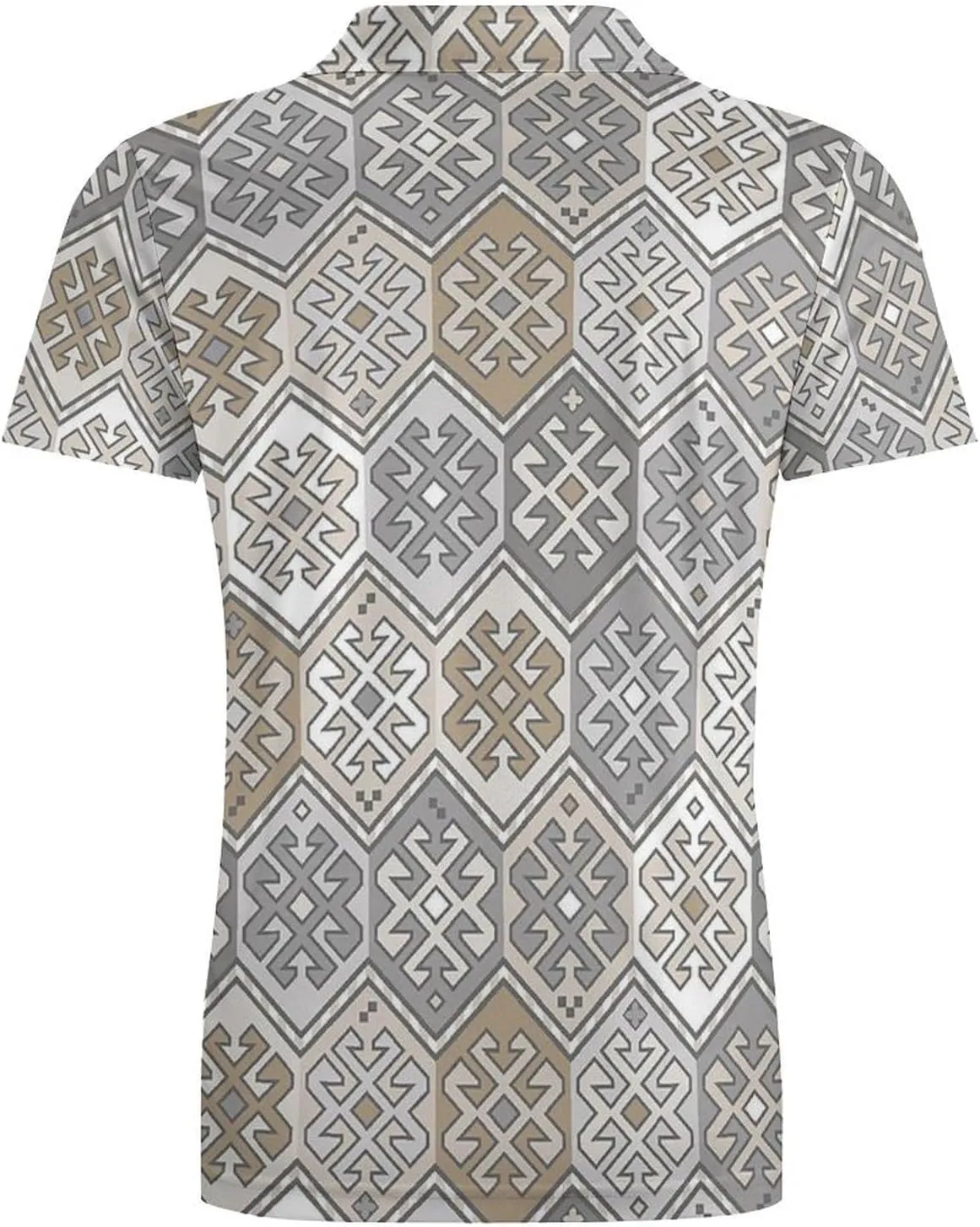 Men's Bohemian Style Polo Shirts Short Sleeve Cool Golf Shirt Quick-Dry Activewear Polos