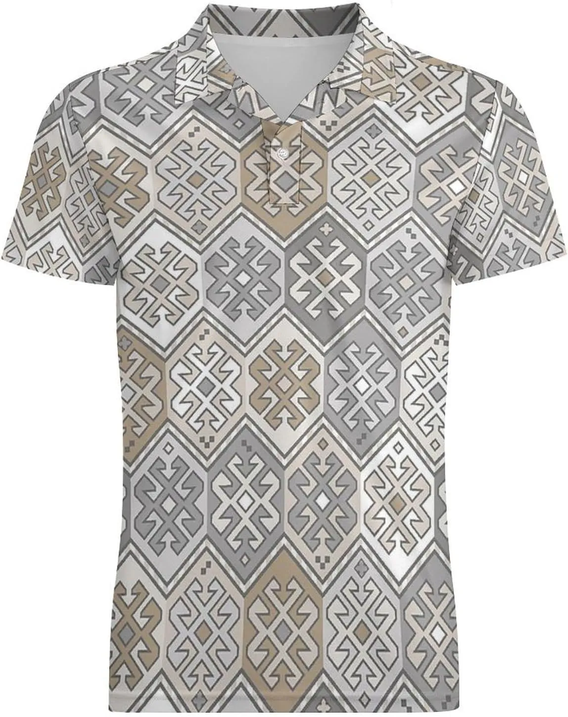 Men's Bohemian Style Polo Shirts Short Sleeve Cool Golf Shirt Quick-Dry Activewear Polos