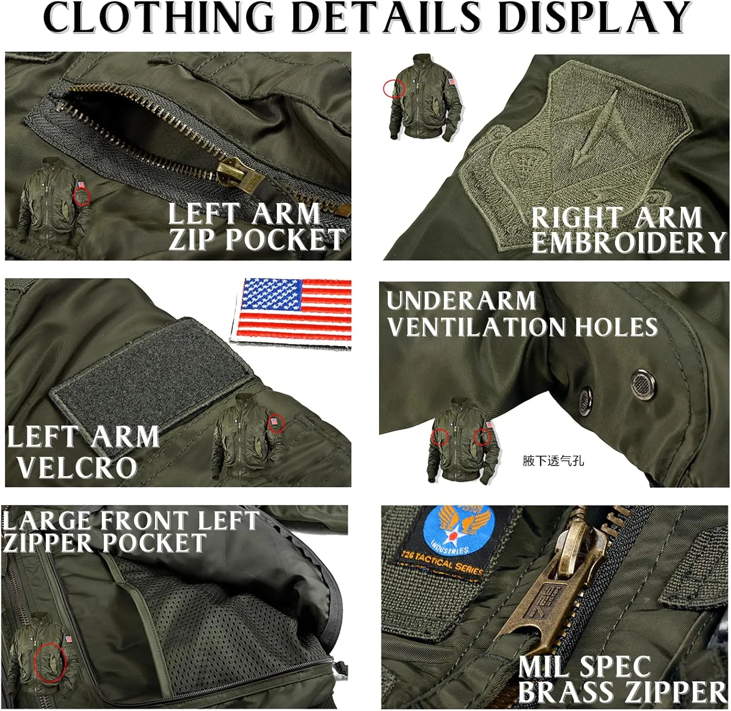 Men's Bomber Jackets Lightweight Windbreaker Flight Jackets Sportswear Jacket Casual Active Coat Outwear