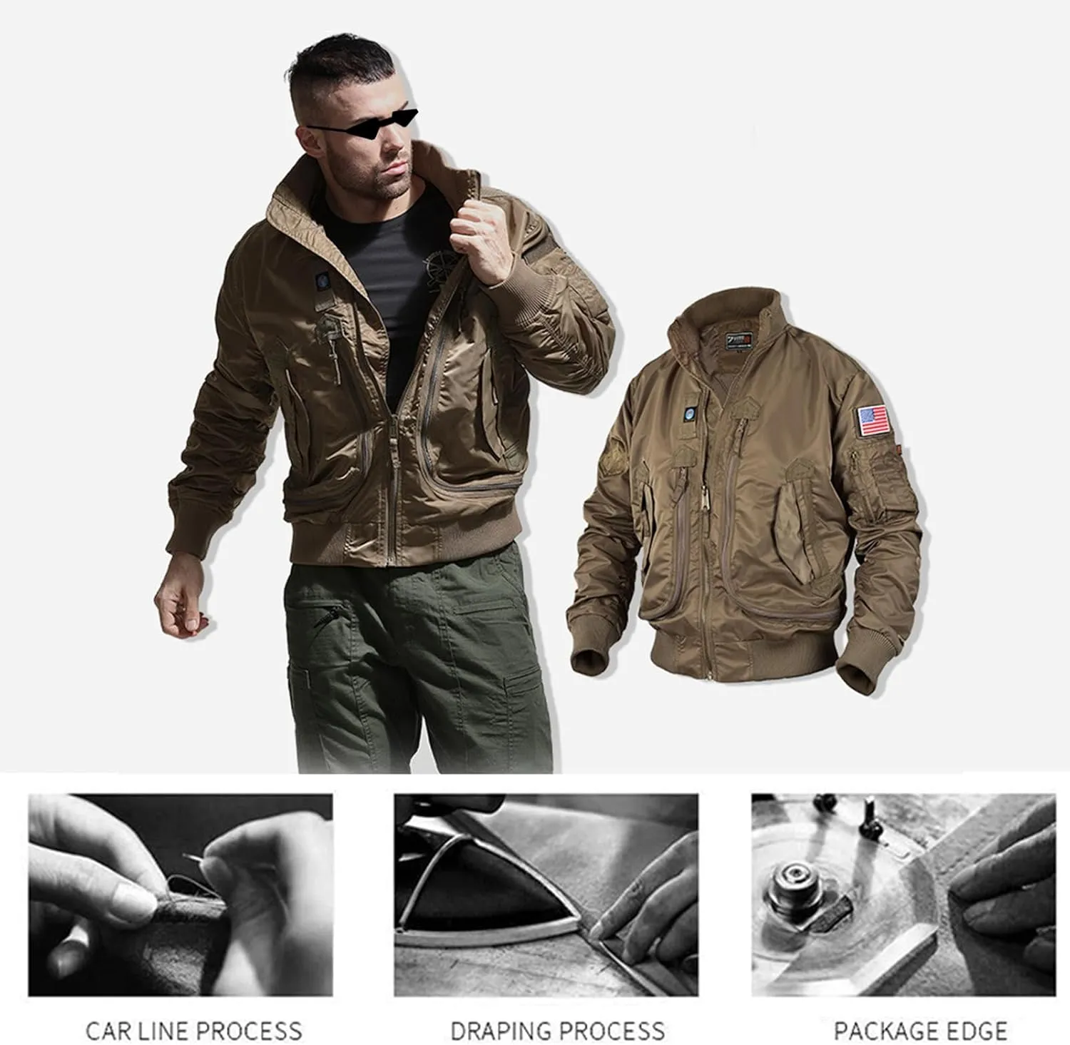 Men's Bomber Jackets Lightweight Windbreaker Flight Jackets Sportswear Jacket Casual Active Coat Outwear