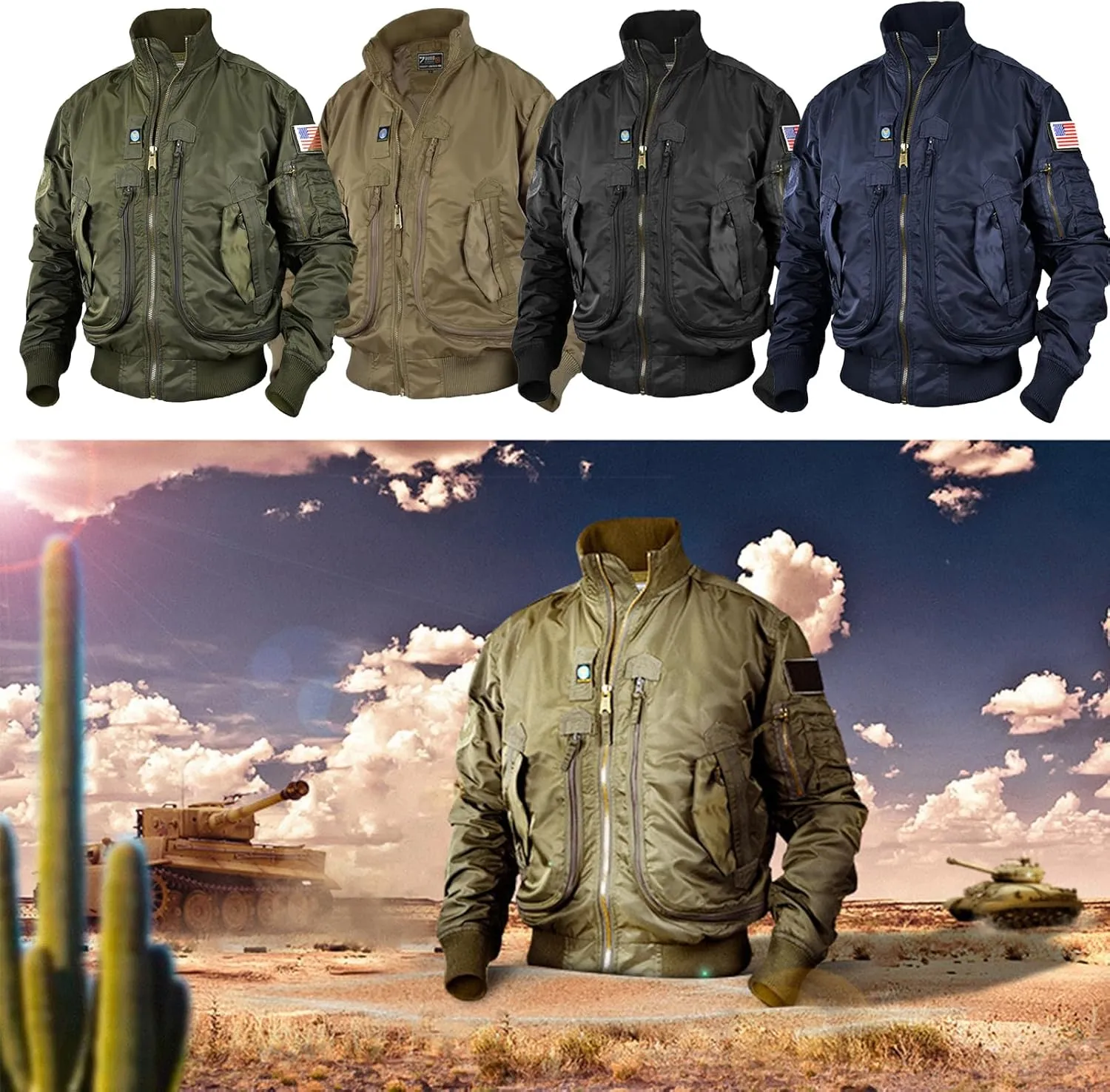 Men's Bomber Jackets Lightweight Windbreaker Flight Jackets Sportswear Jacket Casual Active Coat Outwear