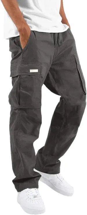 Mens Cargo Pants, Casual Comfy Outdoor Hiking Pants for Men, Athletic Joggers Sweatpants, Lightweight Capris Pants Men