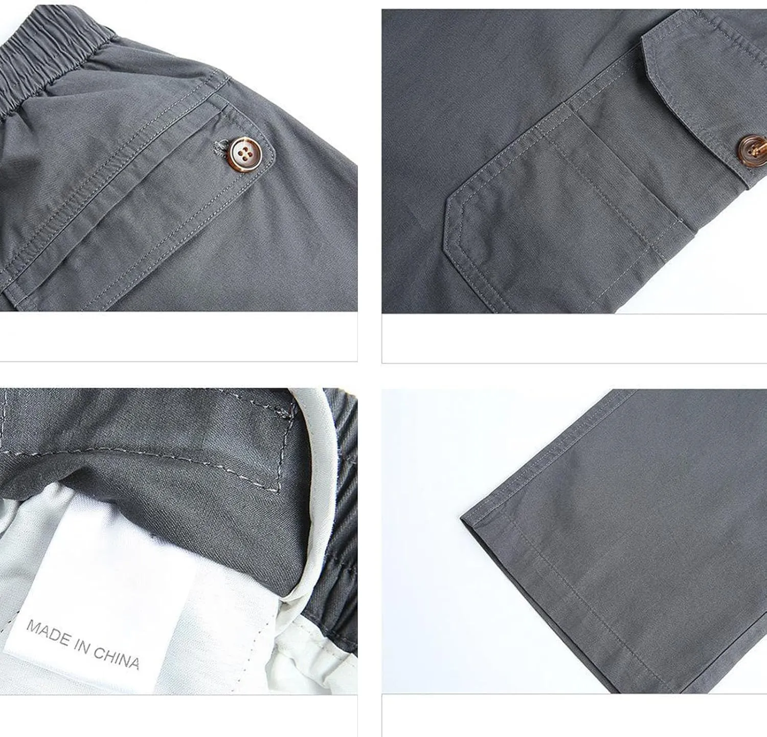 Mens Cargo Pants Casual Relaxed Fit Straight Stretch Waist Sweatpants Drawstring Lightweight Comfy Jogging Hiking Pants