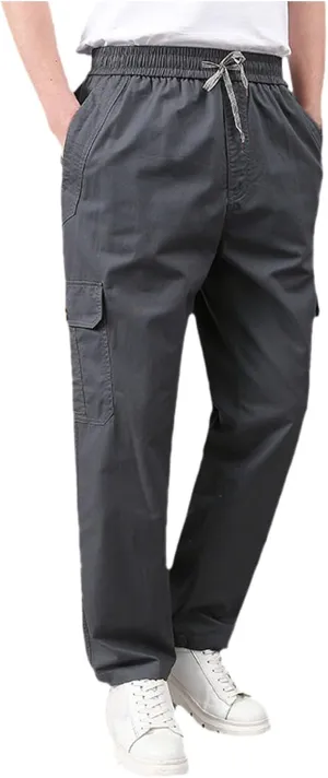 Mens Cargo Pants Casual Relaxed Fit Straight Stretch Waist Sweatpants Drawstring Lightweight Comfy Jogging Hiking Pants
