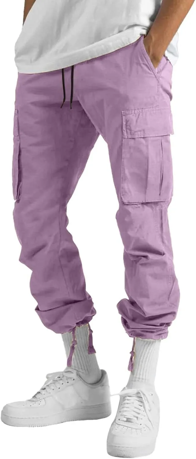 Mens Cargo Pants Relaxed Fit Hiking Sweatpants Casual Athletic Jogger Sports Outdoor Trousers with Pockets