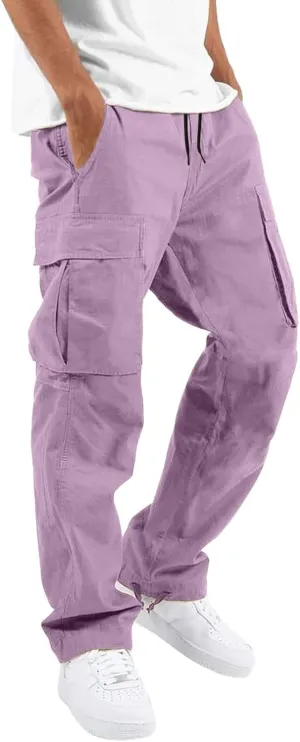 Mens Cargo Pants Relaxed Fit Hiking Sweatpants Casual Athletic Jogger Sports Outdoor Trousers with Pockets