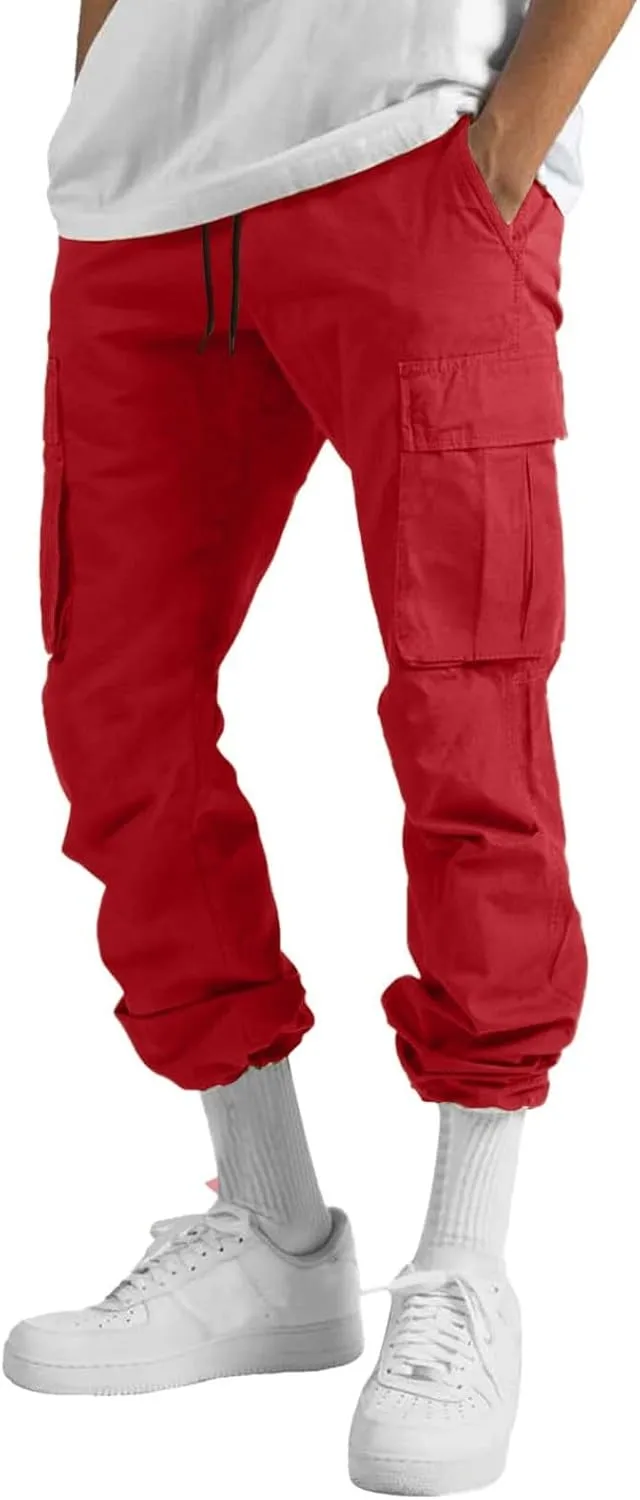 Mens Cargo Pants with Pockets Baggy Open Bottom Relaxed Fit Sweatpants Lightweight Plus Size Comfy Hiking Athletic Trousers