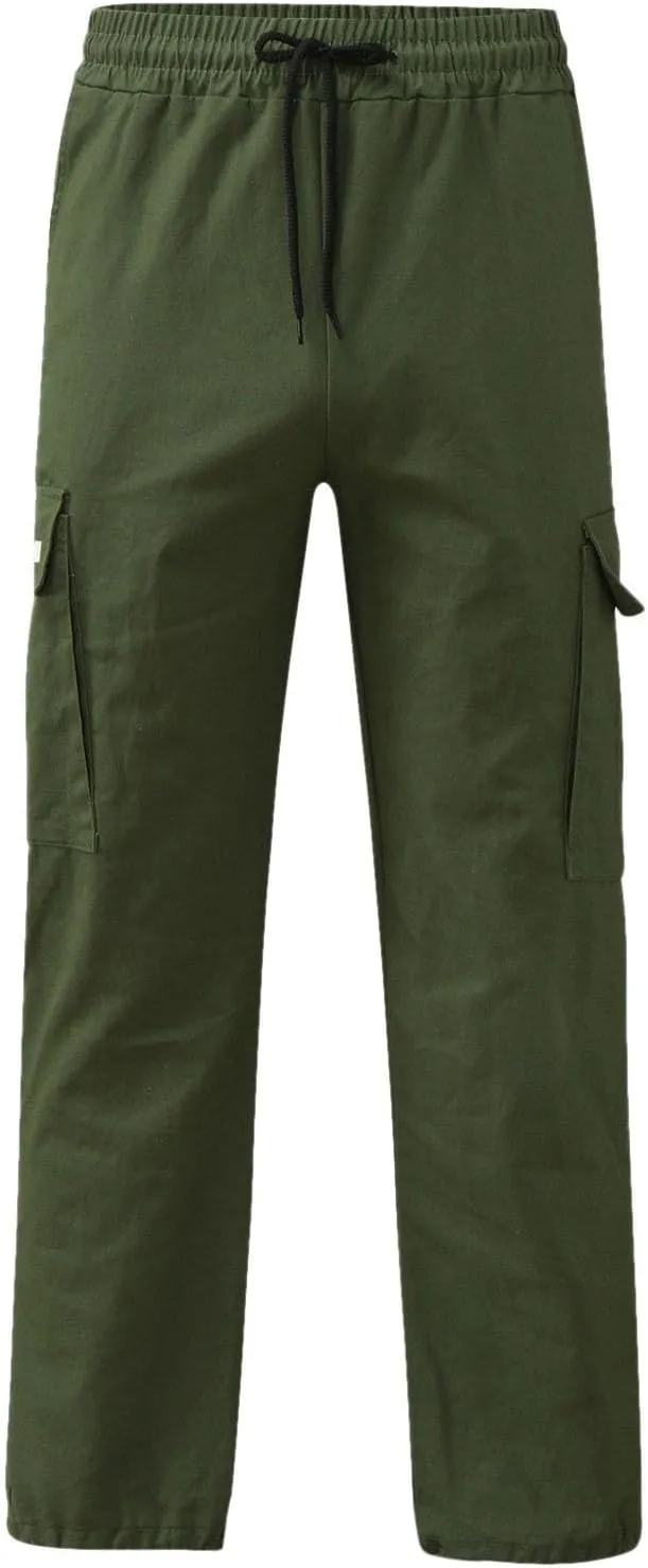 Mens Cargo Pants with Pockets Baggy Open Bottom Relaxed Fit Sweatpants Lightweight Plus Size Comfy Hiking Athletic Trousers