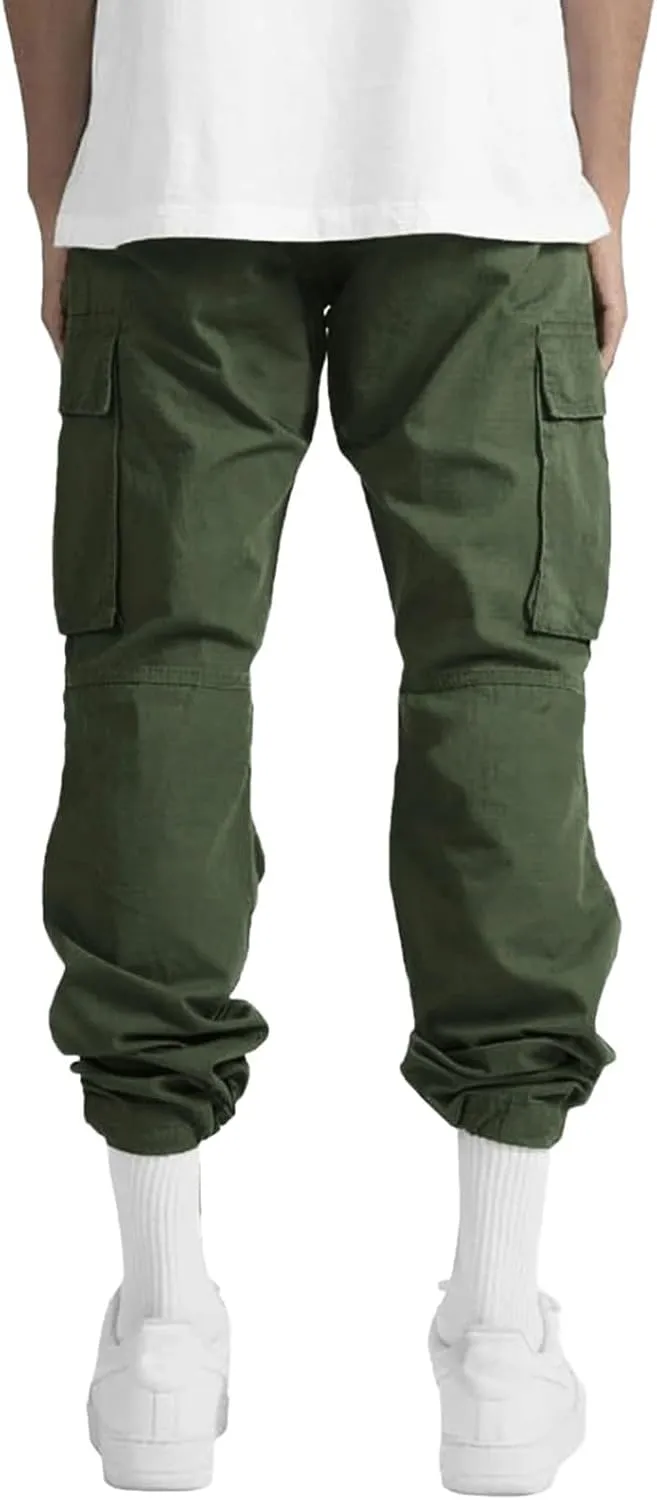 Mens Cargo Pants with Pockets Baggy Open Bottom Relaxed Fit Sweatpants Lightweight Plus Size Comfy Hiking Athletic Trousers