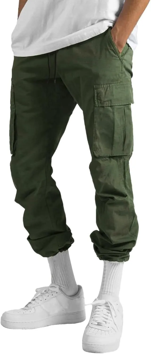 Mens Cargo Pants with Pockets Baggy Open Bottom Relaxed Fit Sweatpants Lightweight Plus Size Comfy Hiking Athletic Trousers