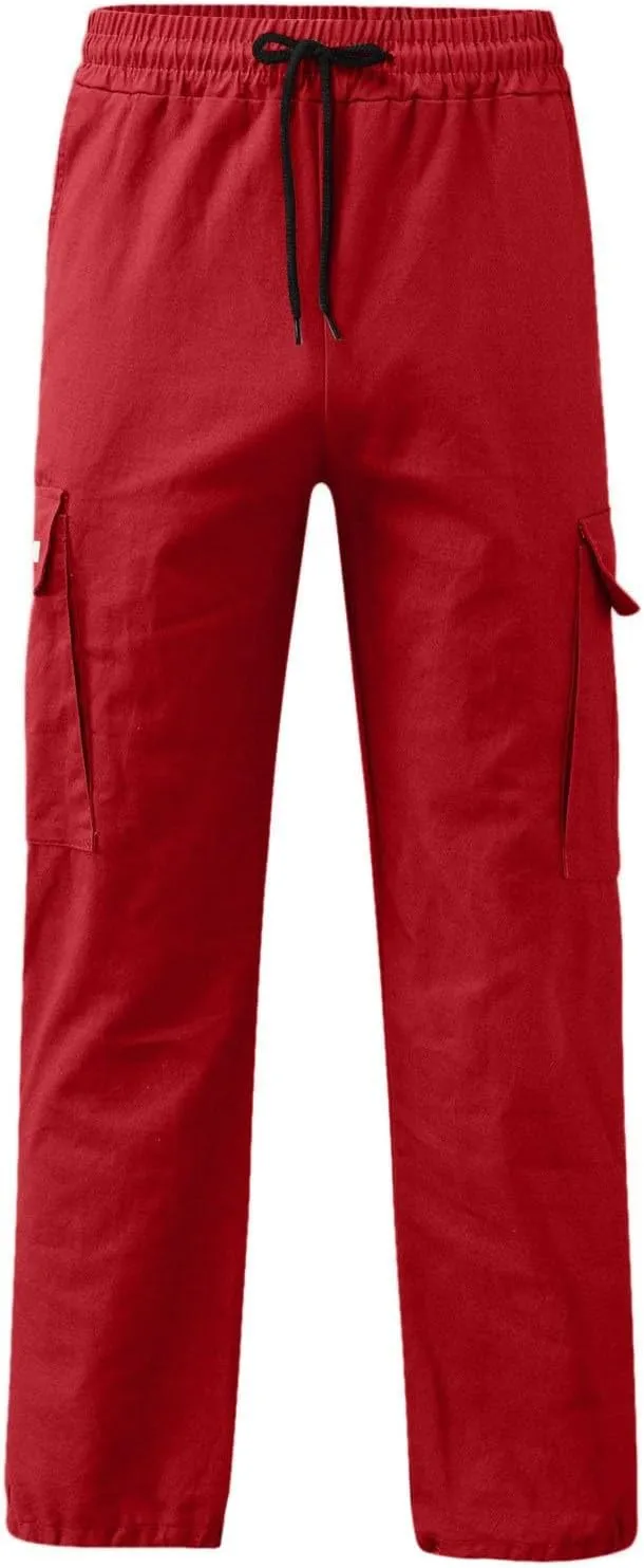 Mens Cargo Pants with Pockets Baggy Open Bottom Relaxed Fit Sweatpants Lightweight Plus Size Comfy Hiking Athletic Trousers