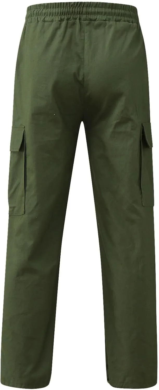 Mens Cargo Pants with Pockets Baggy Open Bottom Relaxed Fit Sweatpants Lightweight Plus Size Comfy Hiking Athletic Trousers
