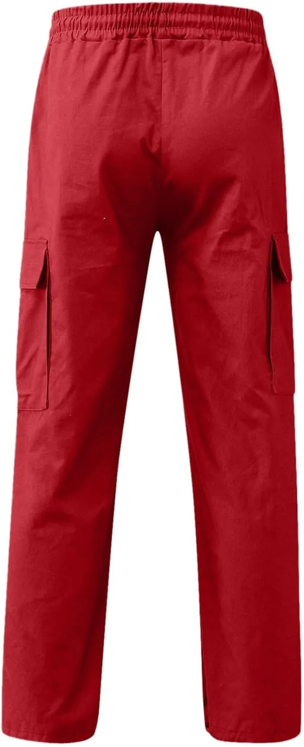 Mens Cargo Pants with Pockets Baggy Open Bottom Relaxed Fit Sweatpants Lightweight Plus Size Comfy Hiking Athletic Trousers