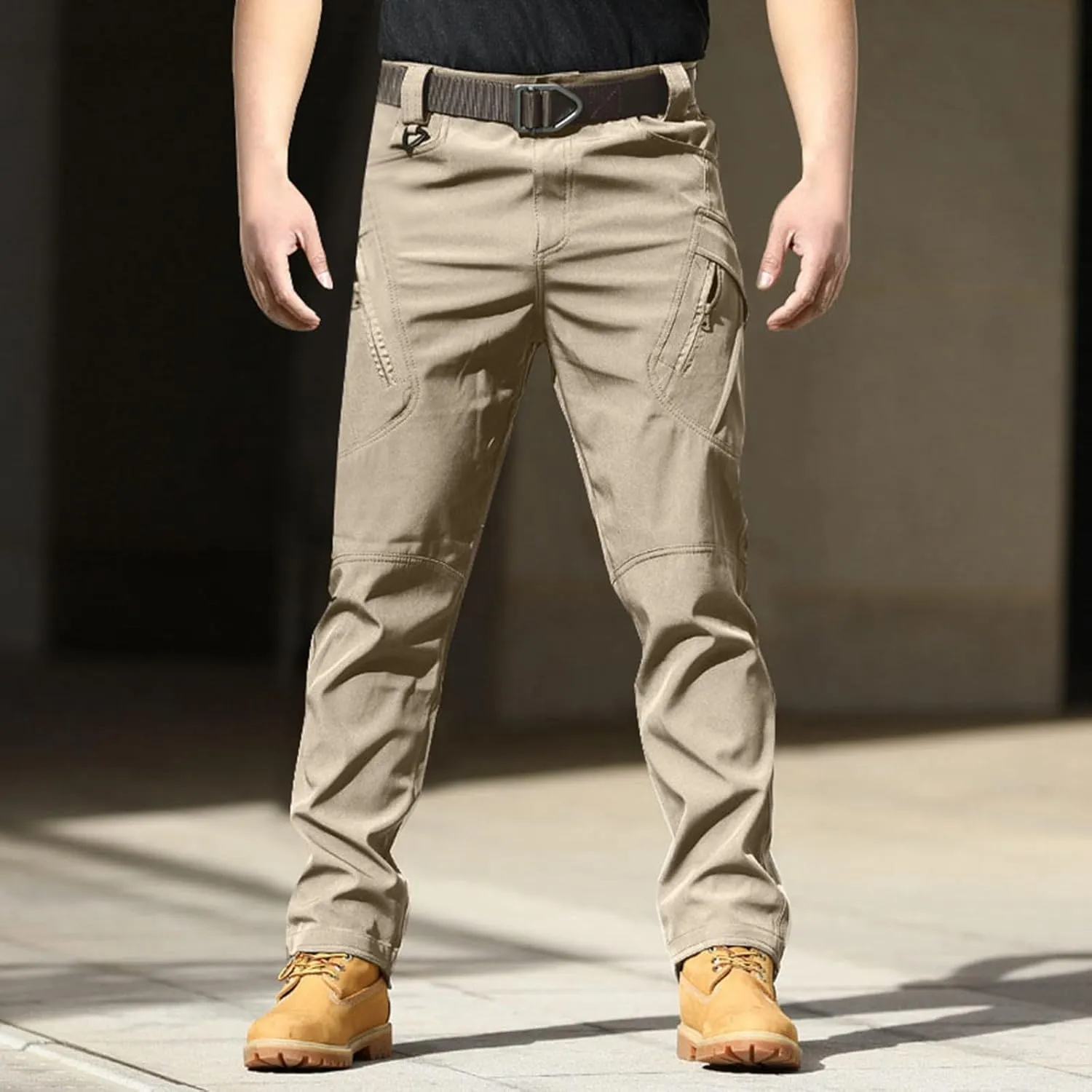 Mens Casual Cargo Pants Tactical Workout Sport Pants Multi-Pocket Straight Leg Trousers Running Joggers