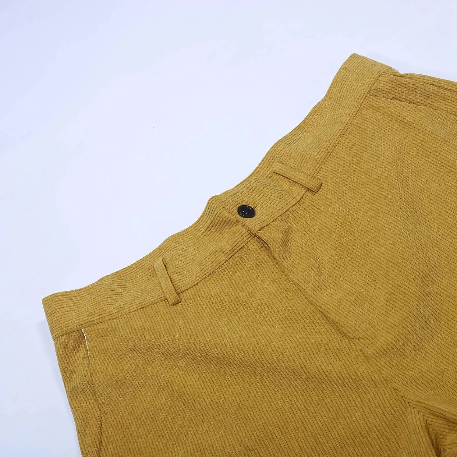Men's Casual Corduroy Pants Loose Fit Stretch Waist Straight Leg Trousers Lightweight Button Up Plus Size Lounge Pants