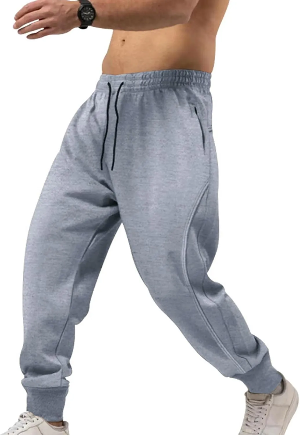 Mens Casual Pants Elastic Waist Relaxed Fit Stretch Sweatpants Big and Tall Baggy Outdoor Workout Athletic Pants with Pockets