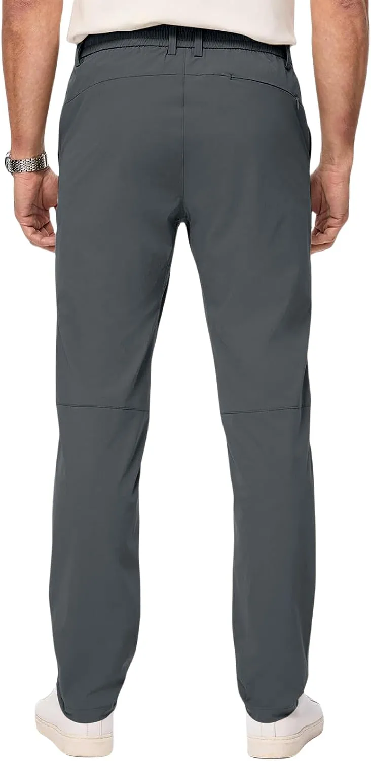 Mens Chino Pants Lightweight Quick Dry Golf Pants Stretch Slim Fit Business Casual Work Dress Slacks Zipper Pocket