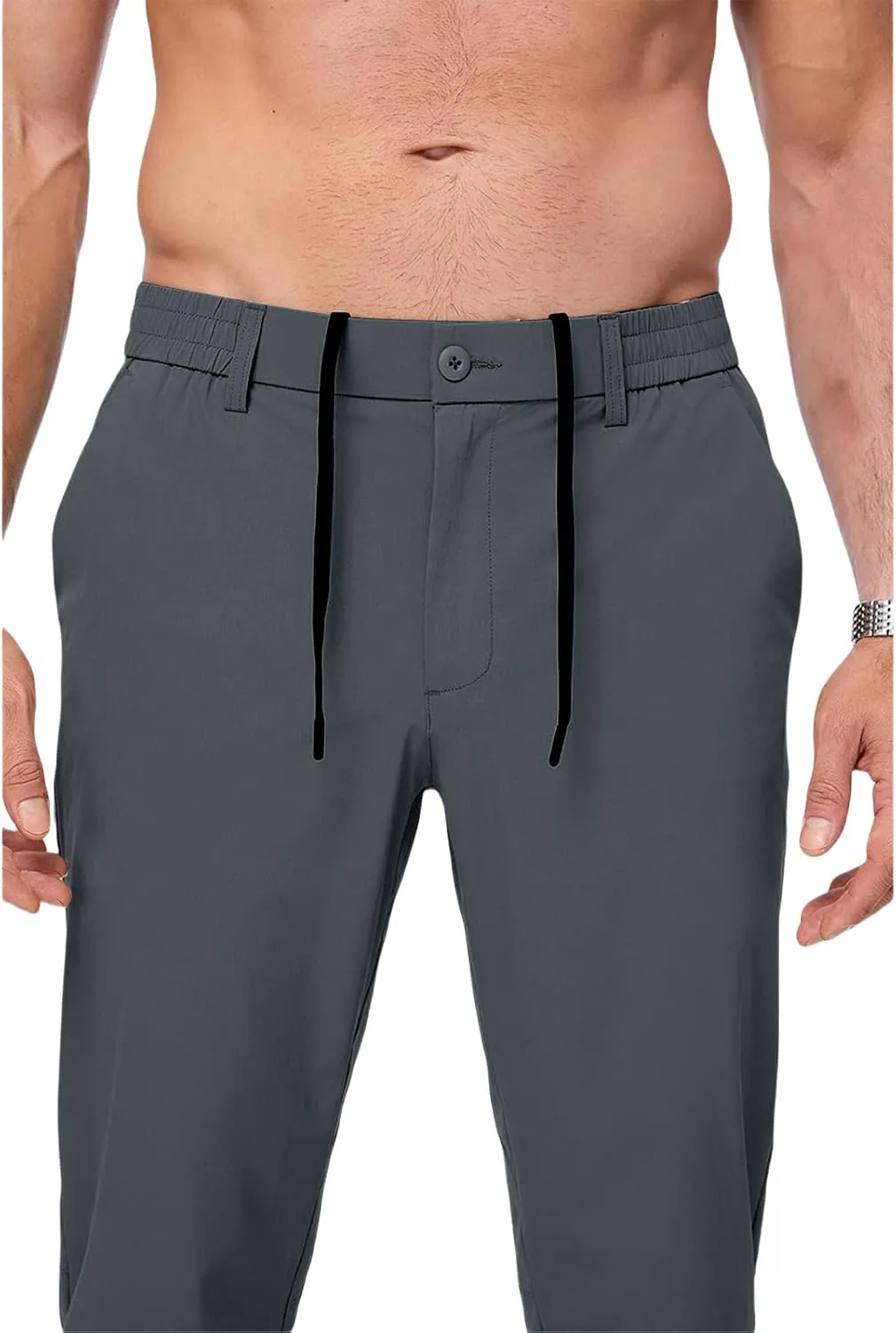 Mens Chino Pants Lightweight Quick Dry Golf Pants Stretch Slim Fit Business Casual Work Dress Slacks Zipper Pocket