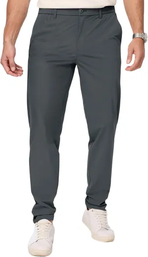 Mens Chino Pants Lightweight Quick Dry Golf Pants Stretch Slim Fit Business Casual Work Dress Slacks Zipper Pocket