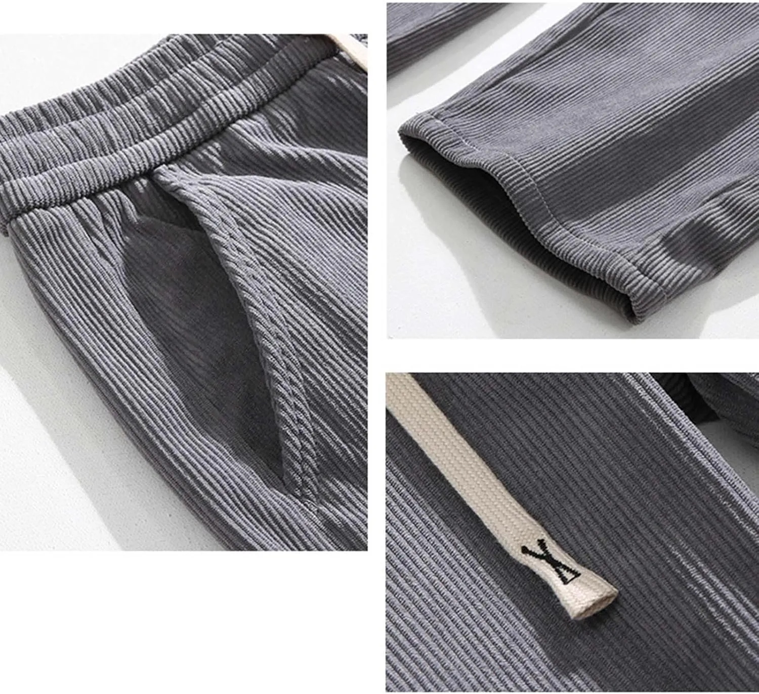 Mens Corduroy Pants Big and Tall Relaxed Fit Straight Wide Leg Pants Plus Size Comfy Spring Joggers Casual Hiking Pants