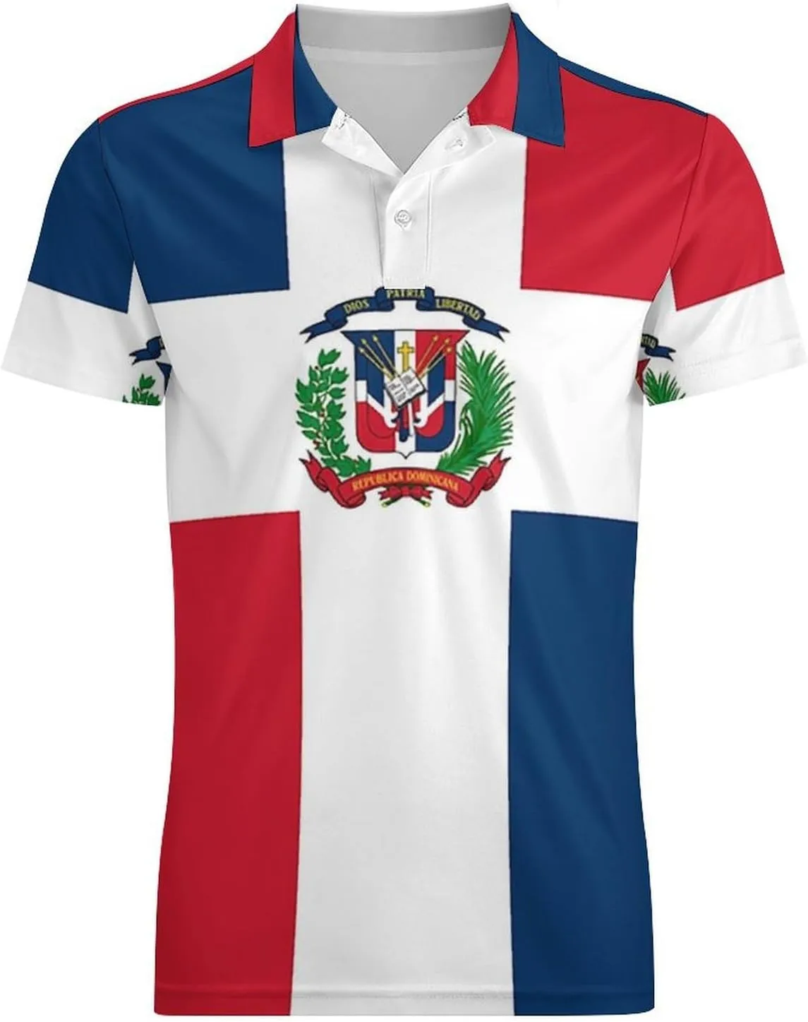 Men's Dominican Republic Flag Polo Shirts Short Sleeve Cool Golf Shirt Quick-Dry Activewear Polos