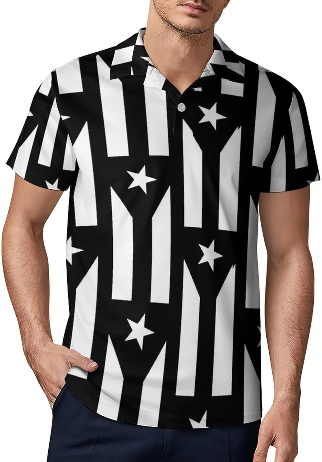 Men's Flag Polo Shirts Short Sleeve Cool Golf Shirt Quick-Dry Activewear Polos