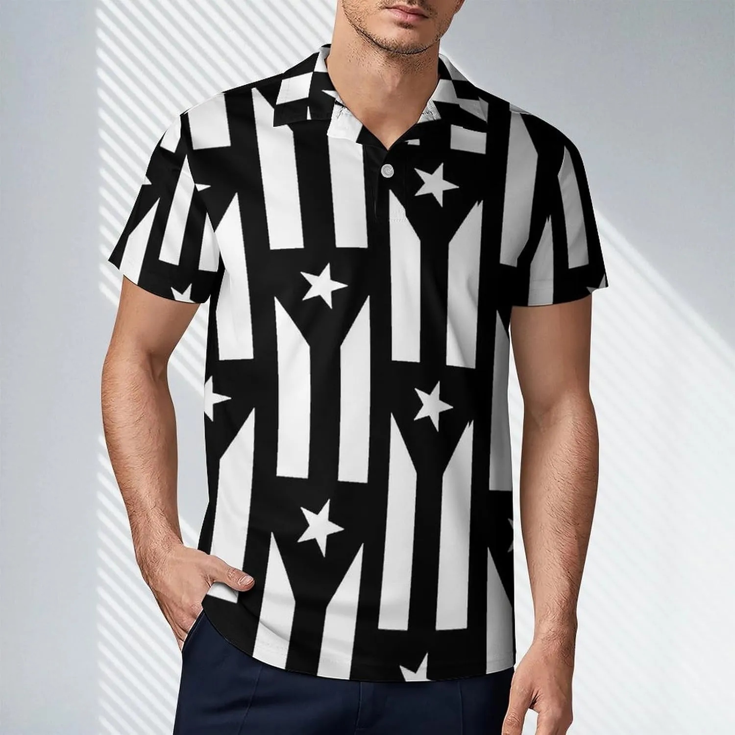 Men's Flag Polo Shirts Short Sleeve Cool Golf Shirt Quick-Dry Activewear Polos