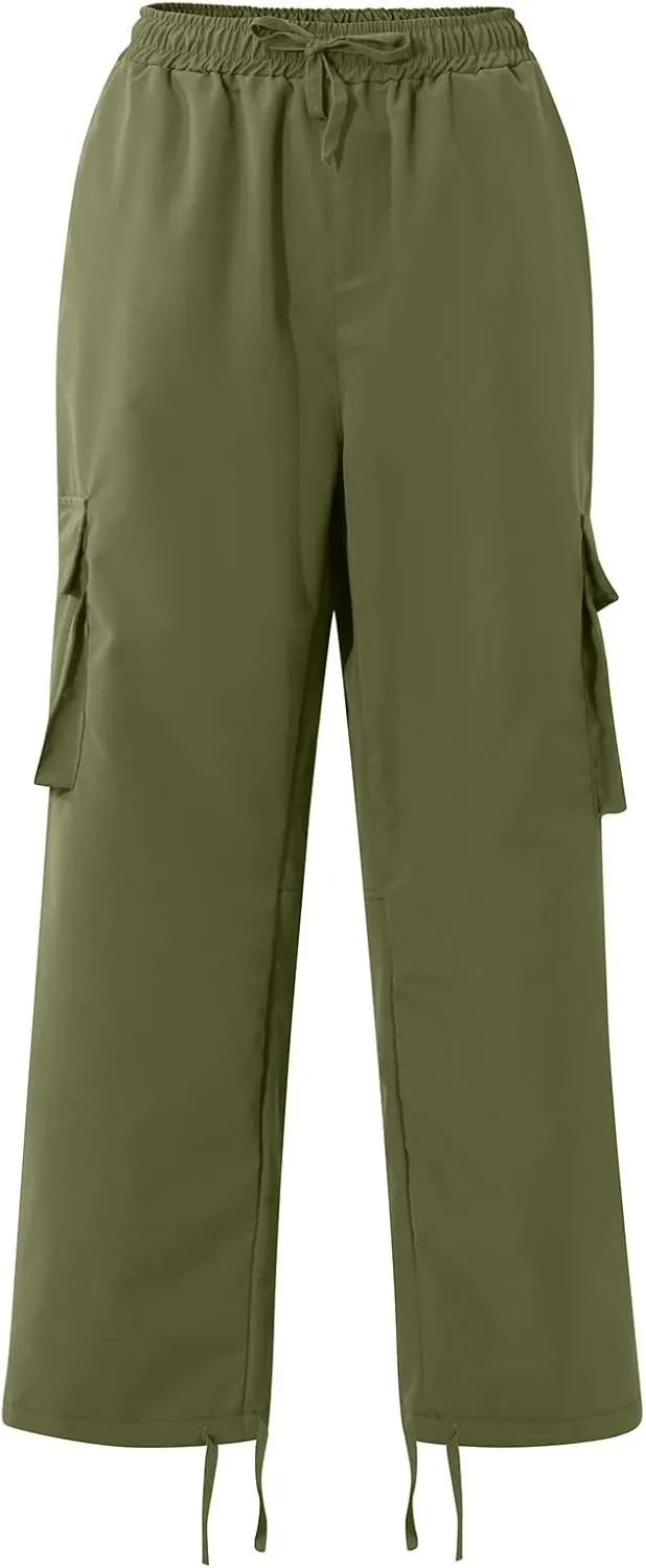 Men's Pants Drawstring Multi Pocket Casual Pants Hiking Cotton Twill Combat Pants Khaki Mens Relaxed Fit