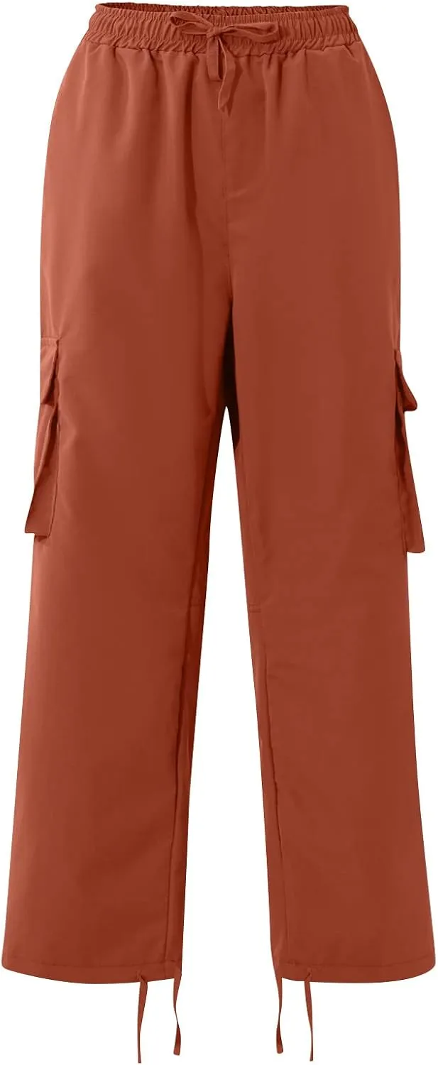 Men's Pants Drawstring Multi Pocket Casual Pants Hiking Cotton Twill Combat Pants Khaki Mens Relaxed Fit