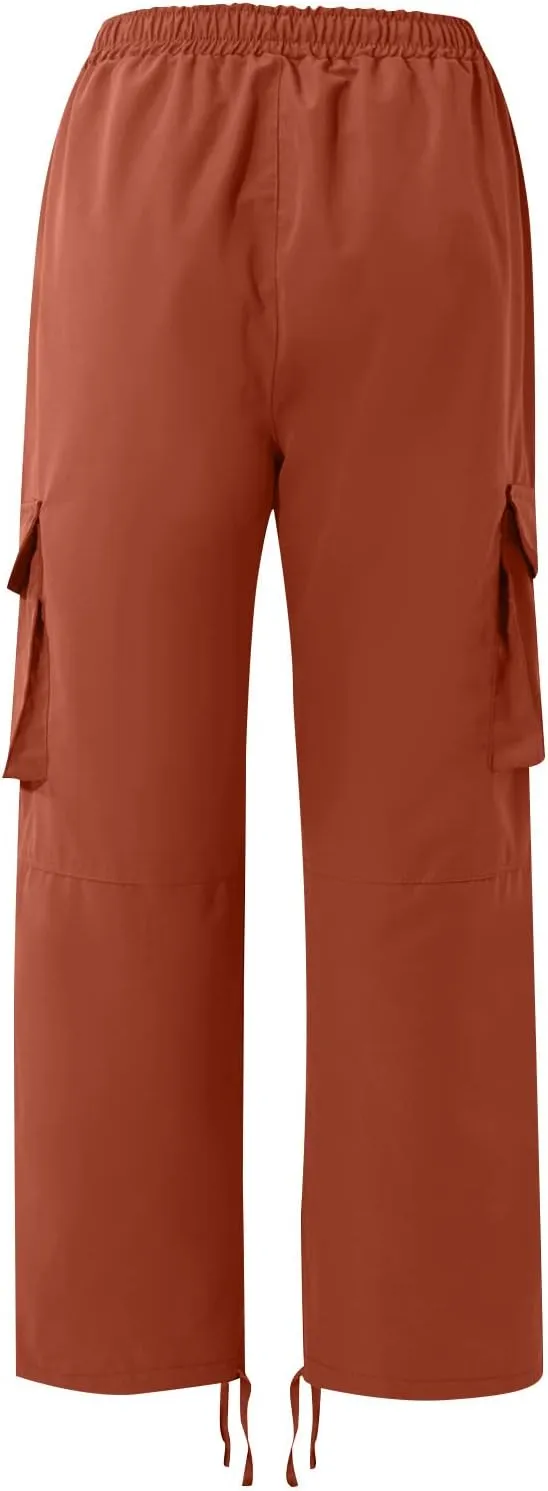 Men's Pants Drawstring Multi Pocket Casual Pants Hiking Cotton Twill Combat Pants Khaki Mens Relaxed Fit