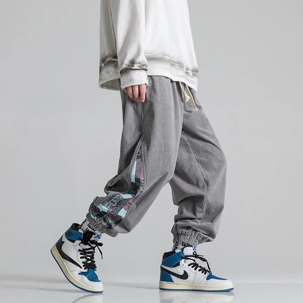Men's Relaxed Fit Patchwork Hip Hop Harem Pants Fashion Casual Elastic Waist Tactical Track Cargo Pants