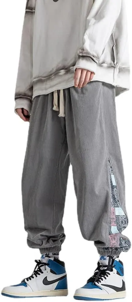 Men's Relaxed Fit Patchwork Hip Hop Harem Pants Fashion Casual Elastic Waist Tactical Track Cargo Pants