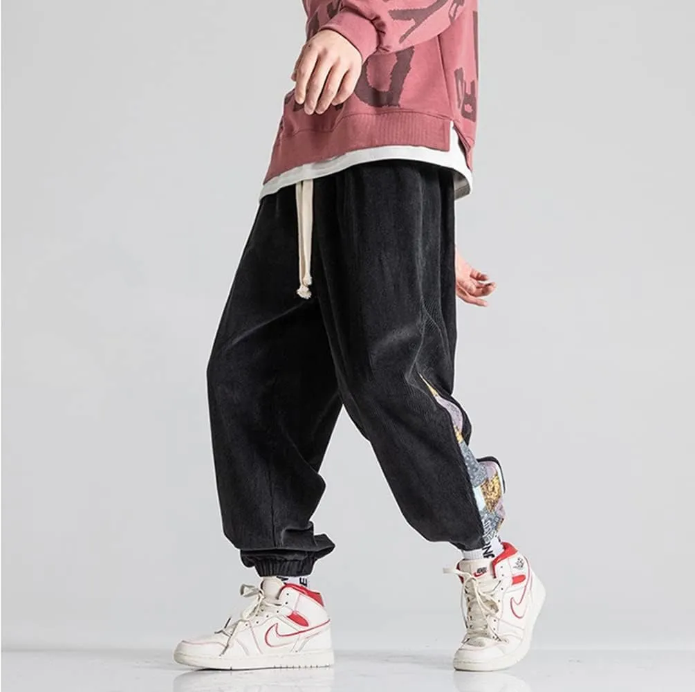 Men's Relaxed Fit Patchwork Hip Hop Harem Pants Fashion Casual Elastic Waist Tactical Track Cargo Pants
