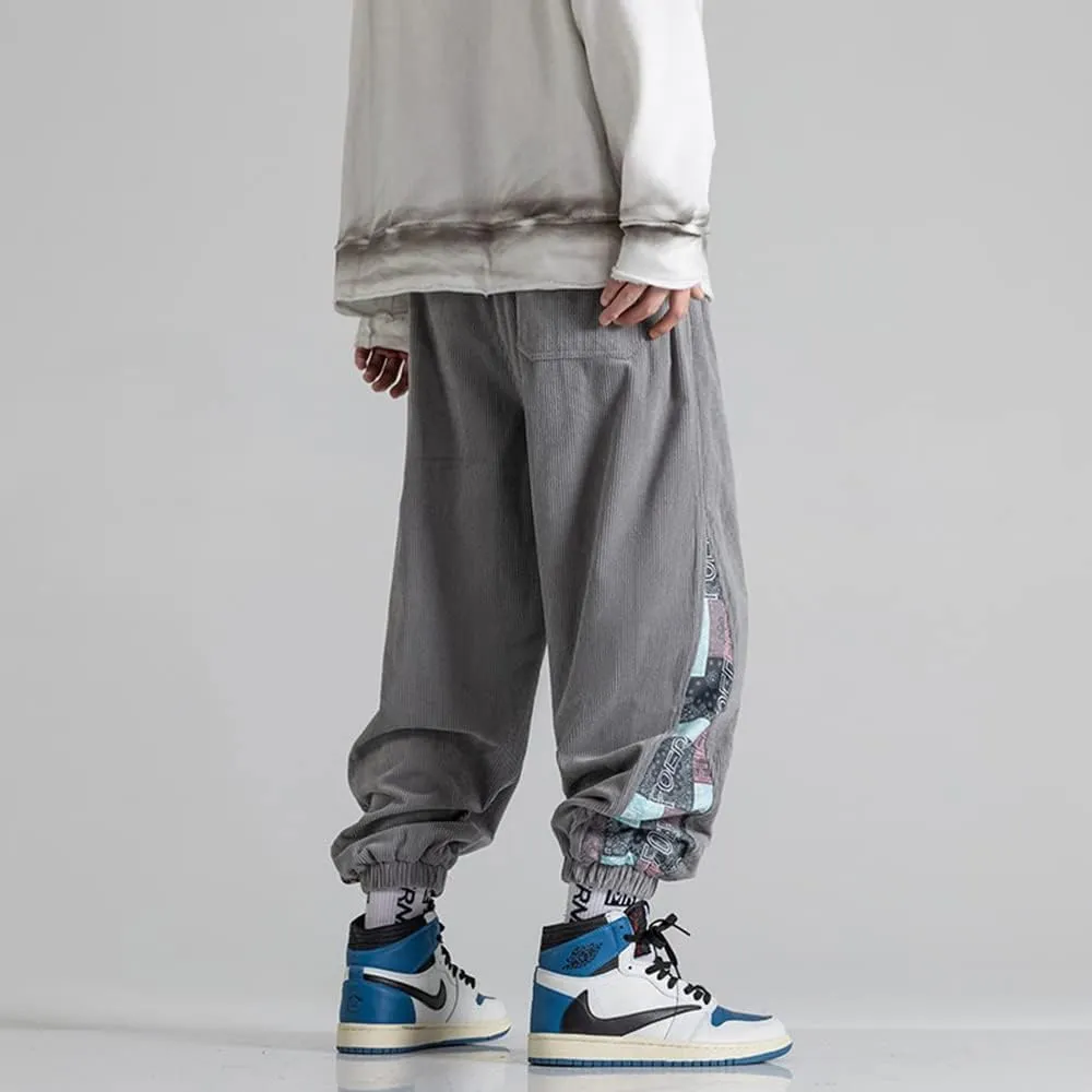 Men's Relaxed Fit Patchwork Hip Hop Harem Pants Fashion Casual Elastic Waist Tactical Track Cargo Pants