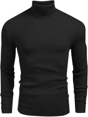 Men's Ribbed Turtleneck Winter Long Sleeve Sweaters Basic Lightweight Undershirts Casual Thermal Pullover Sweaters
