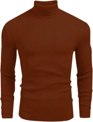 Men's Ribbed Turtleneck Winter Long Sleeve Sweaters Basic Lightweight Undershirts Casual Thermal Pullover Sweaters