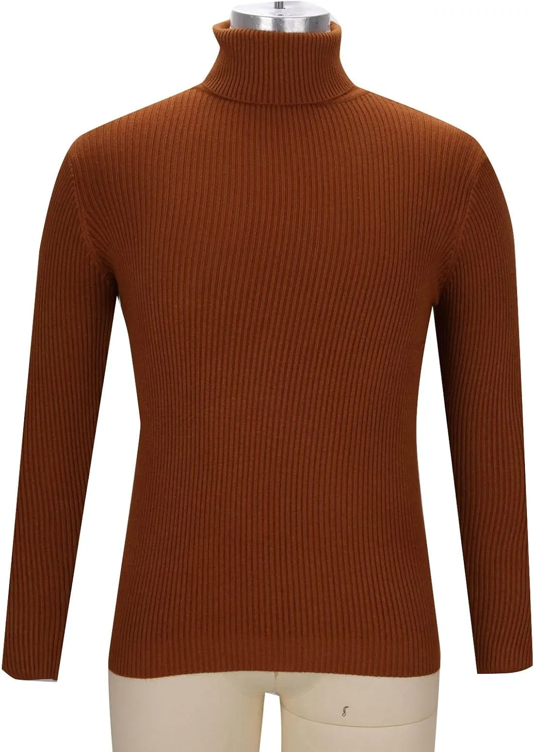 Men's Ribbed Turtleneck Winter Long Sleeve Sweaters Basic Lightweight Undershirts Casual Thermal Pullover Sweaters