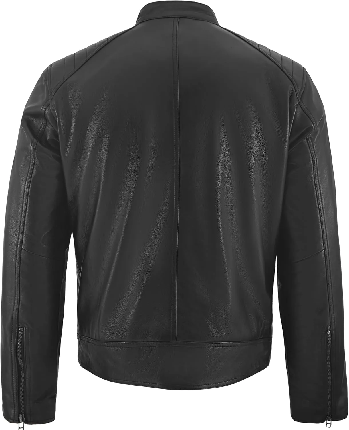 Men's Soft Genuine Lambskin Leather Biker Jacket  Vintage Real Motorcycle Cafe Racer Style
