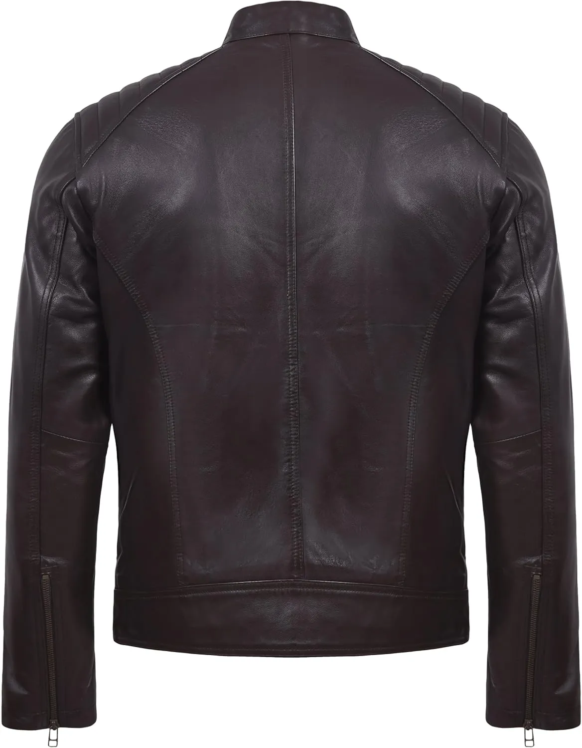 Men's Soft Genuine Lambskin Leather Biker Jacket  Vintage Real Motorcycle Cafe Racer Style
