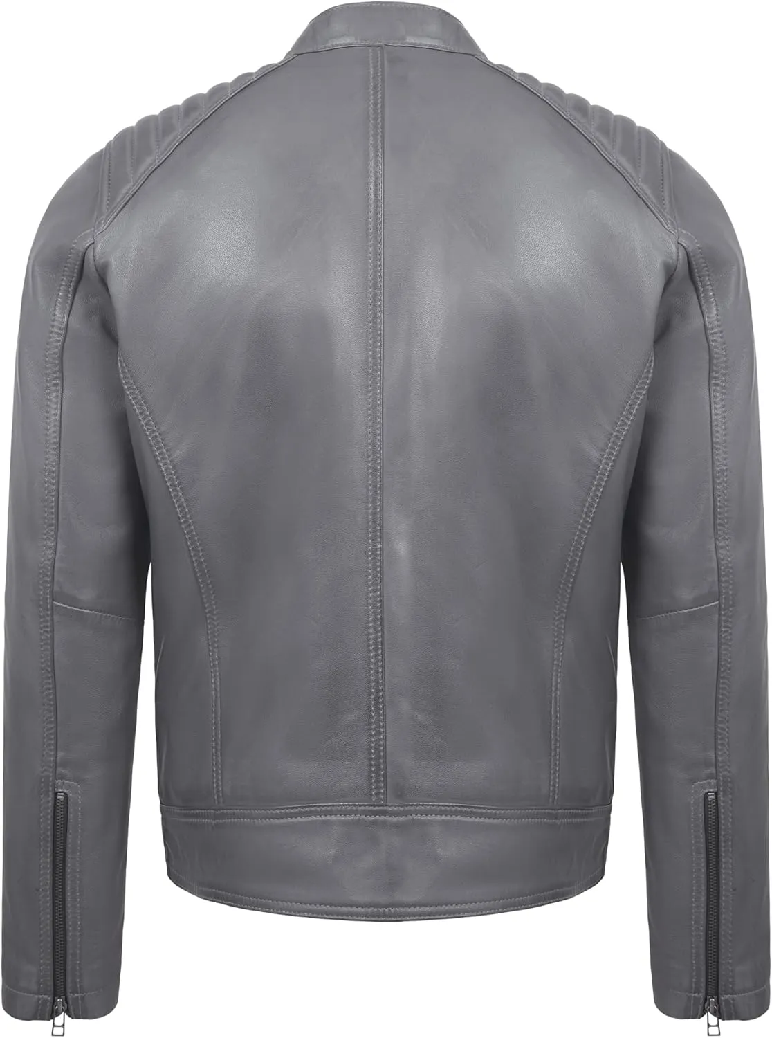 Men's Soft Genuine Lambskin Leather Biker Jacket  Vintage Real Motorcycle Cafe Racer Style