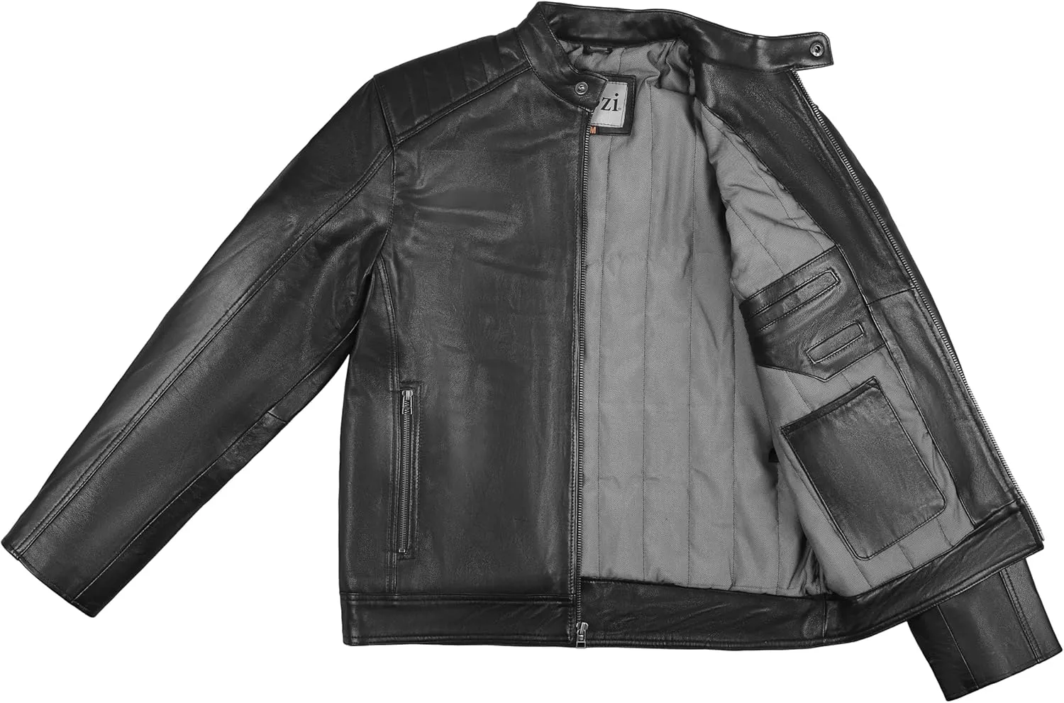 Men's Soft Genuine Lambskin Leather Biker Jacket  Vintage Real Motorcycle Cafe Racer Style