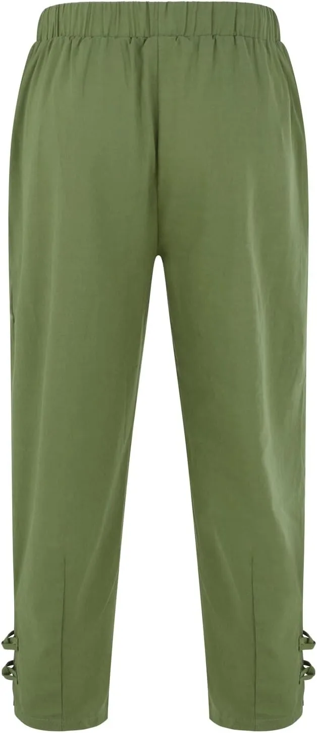 Mens Summer Capri Pants Cotton & Linen Cargo Hiking Casual Loose Cropped Pants Summer Lightweight Quick Drying Trousers 2024