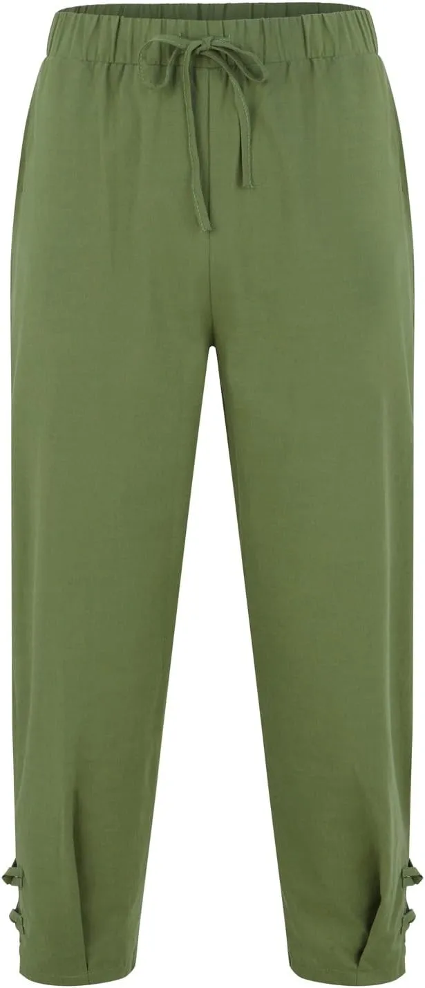 Mens Summer Capri Pants Cotton & Linen Cargo Hiking Casual Loose Cropped Pants Summer Lightweight Quick Drying Trousers 2024