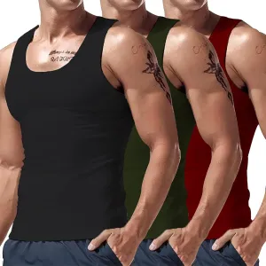 Men's Summer Workout Tank Top 3 Pack Casual Soft Sleeveless Gym Muscle Shirts Bodybuilding Tee Athletic Workout Tops