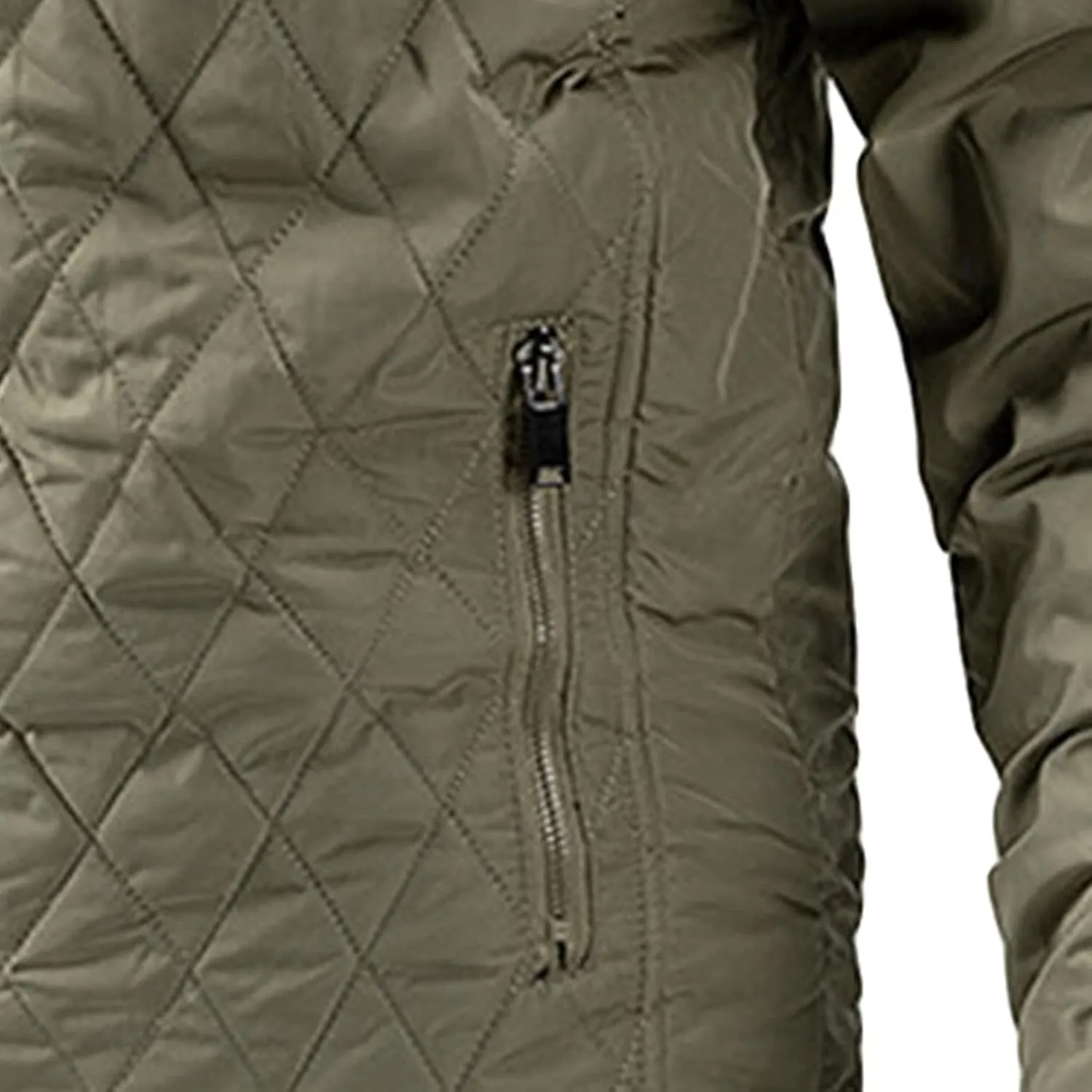 Men's Thin Casual Cotton Jacket Male Diamond Quilted Bike Outwear Men Stand Collar Zip Warm Padded Coats