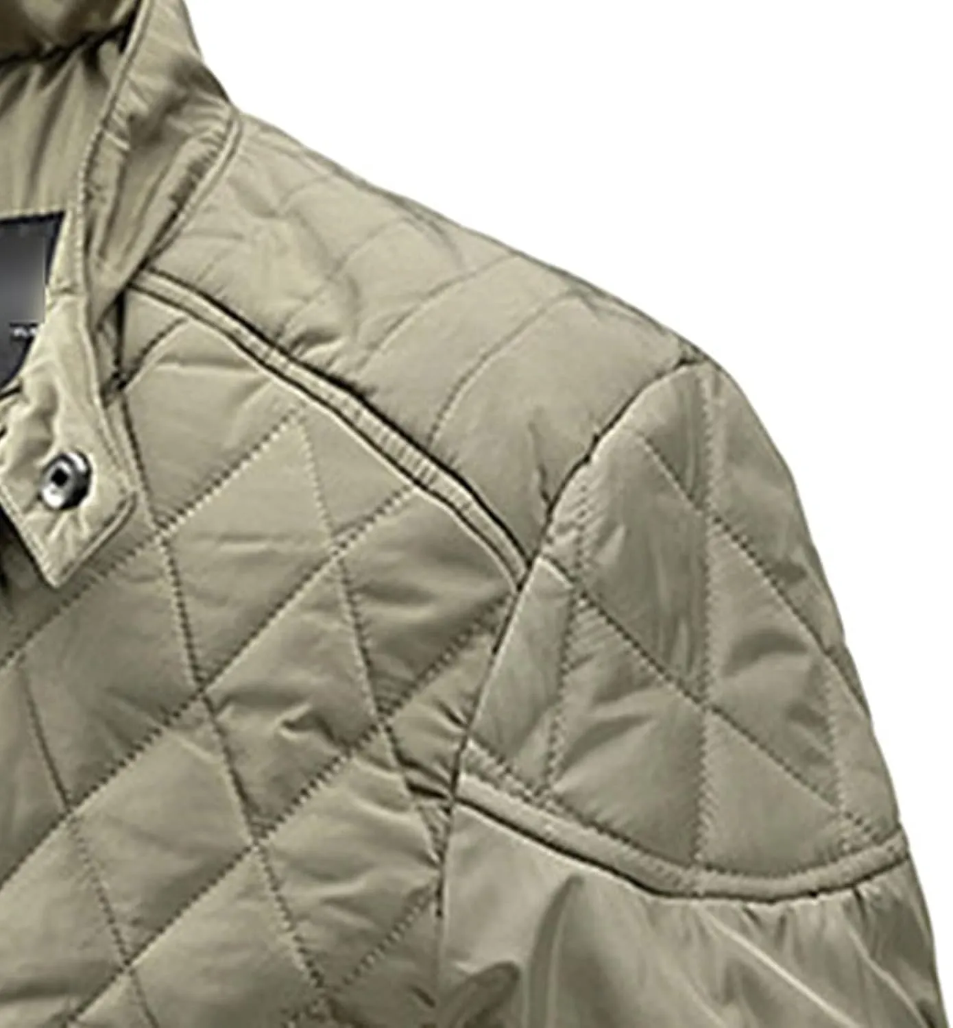 Men's Thin Casual Cotton Jacket Male Diamond Quilted Bike Outwear Men Stand Collar Zip Warm Padded Coats