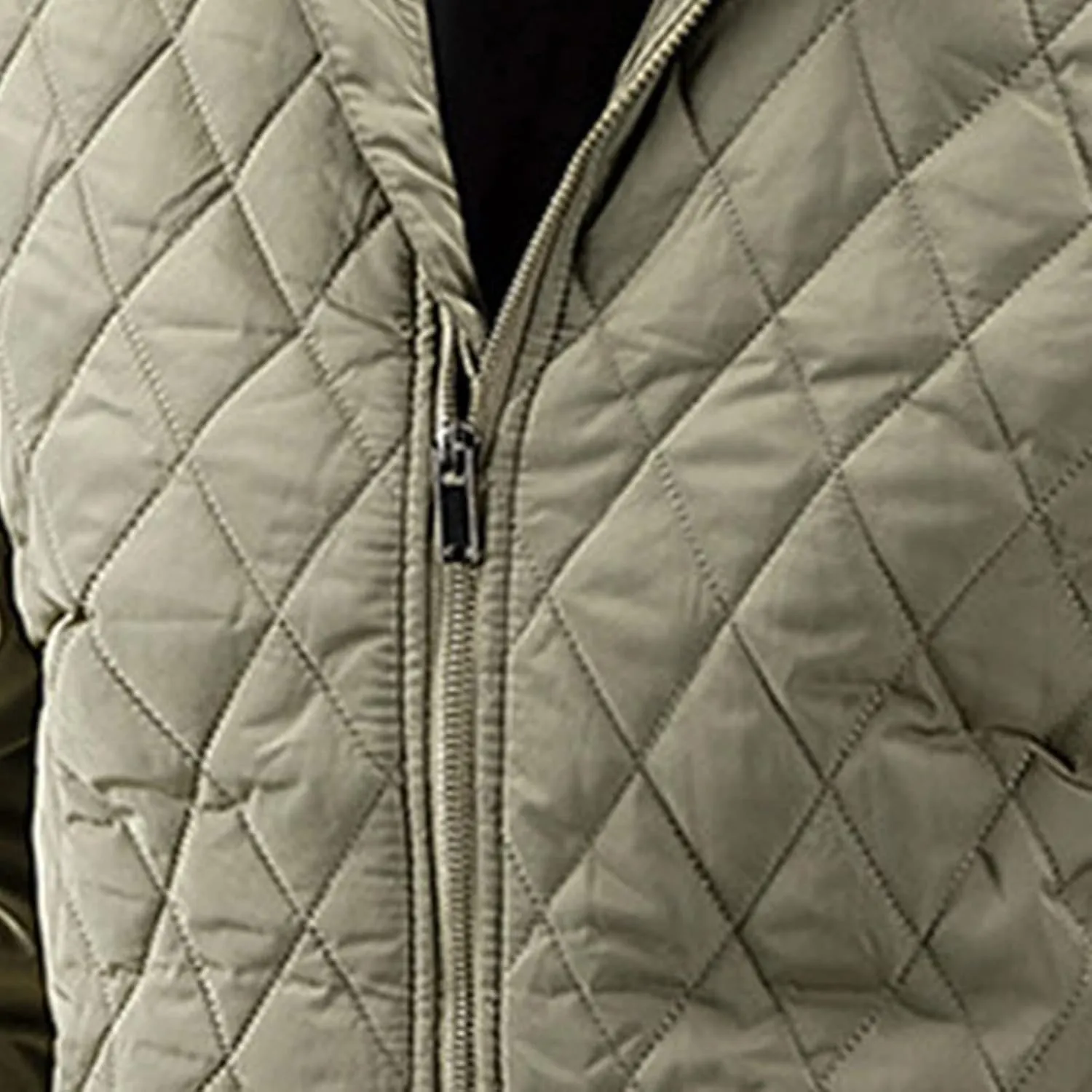 Men's Thin Casual Cotton Jacket Male Diamond Quilted Bike Outwear Men Stand Collar Zip Warm Padded Coats