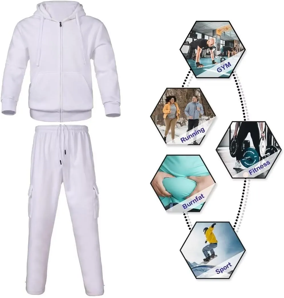 Men's Tracksuit Sets Outfit Activewear Full Zip Fleece Hoodie Jacket Cargo Sweatpant 2 Piece Casual Sweatsuit